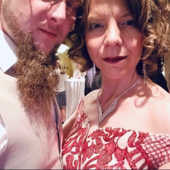 Banjul Red Sequin Evening Gown - Picture 2 of 7